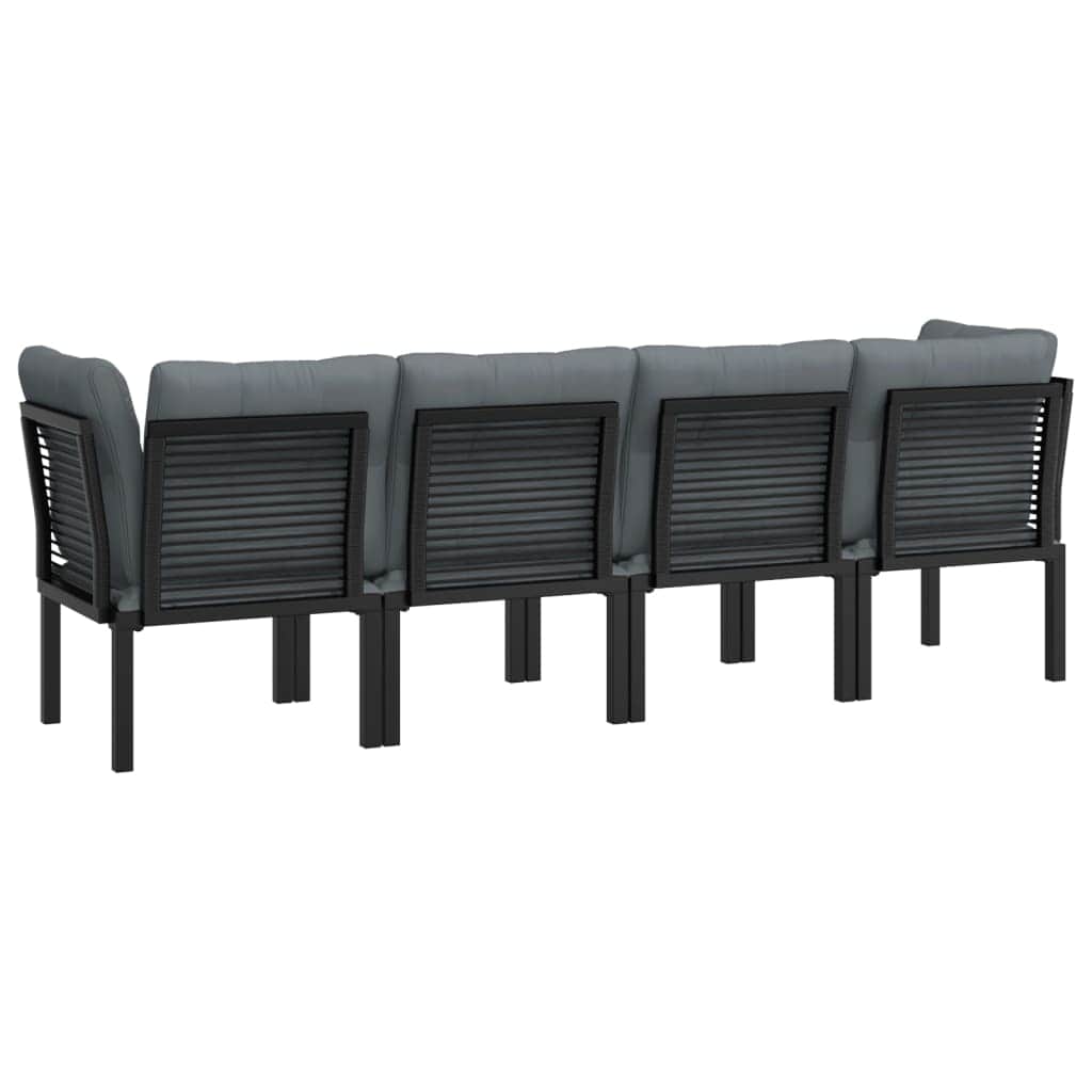 Unwind in Style: Black and Grey Poly Rattan 4-Piece Garden Lounge Set