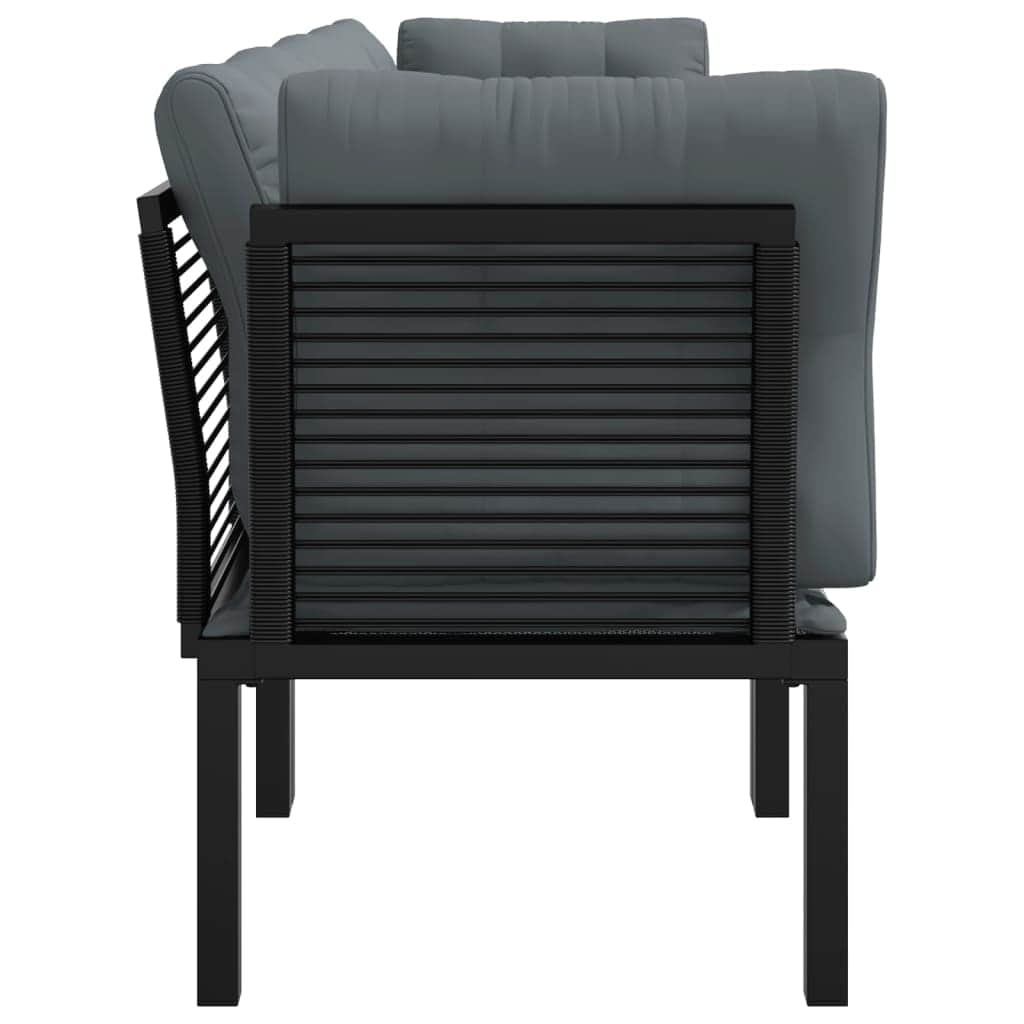 Unwind in Style: Black and Grey Poly Rattan 4-Piece Garden Lounge Set