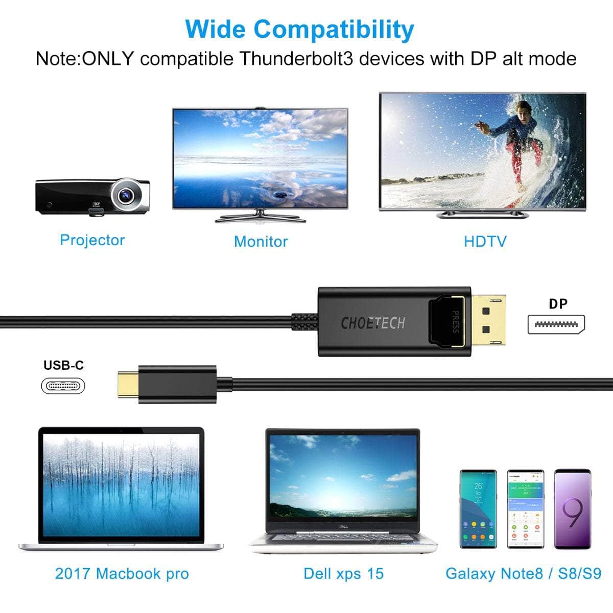 USB-C to DisplayPort Cable 1.8m