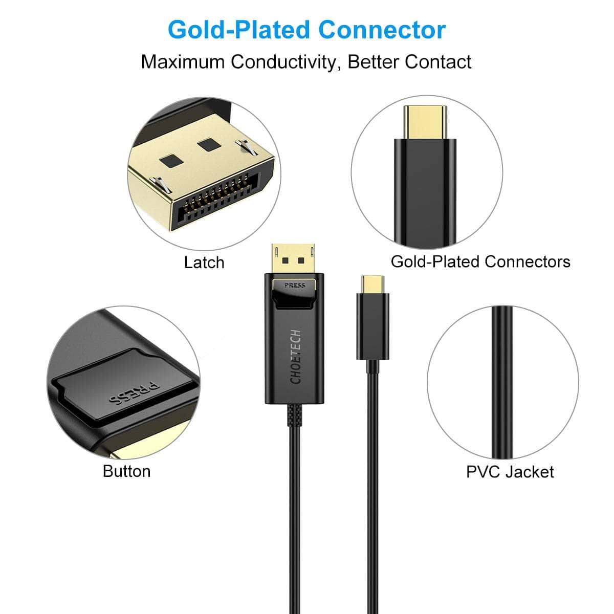 USB-C to DisplayPort Cable 1.8m