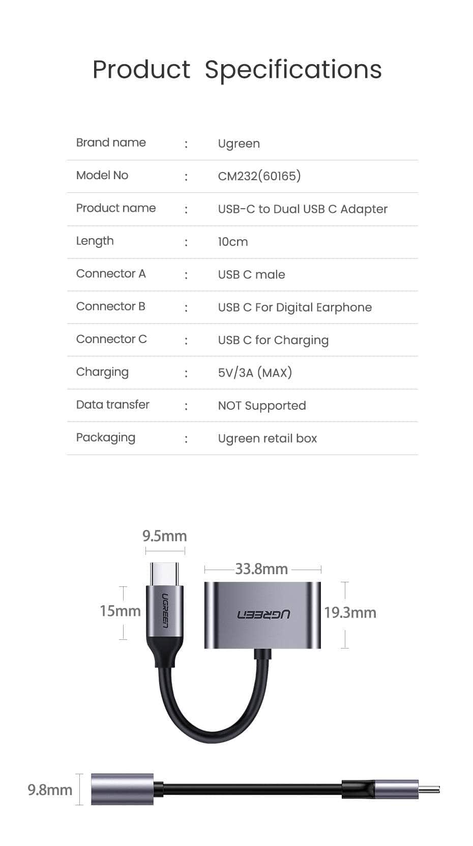 USB-C to Dual USB-C Adapter
