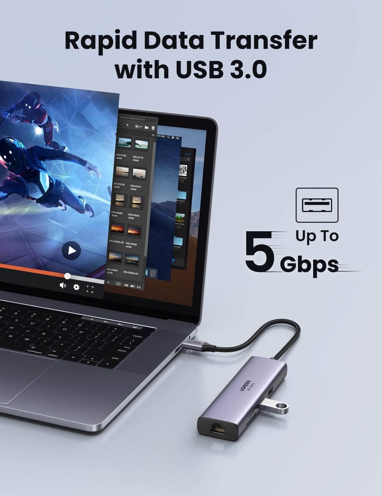 USB-C to HDMI/Ethernet Adapter with Card Reader
