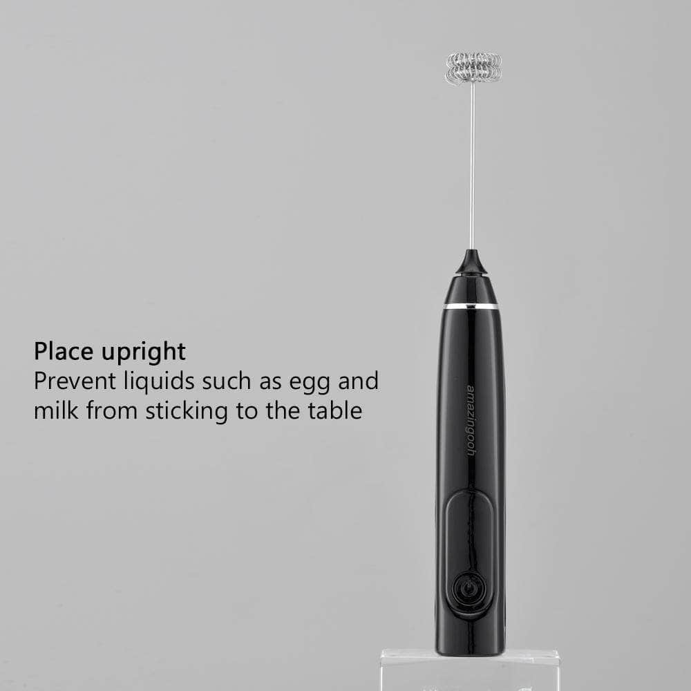Usb Charging Electric Egg Beater Frother With 2 Stainless Steel Whisks (Black)