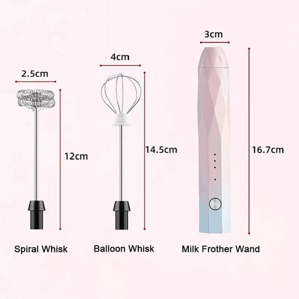 Usb Charging Handheld Milk Frother & Egg Beater With 2 Whisks