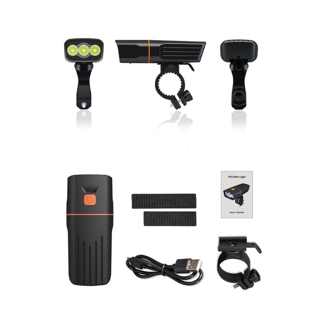 Usb Rechargeable Bike Light With Tail Light (3 Bulb)
