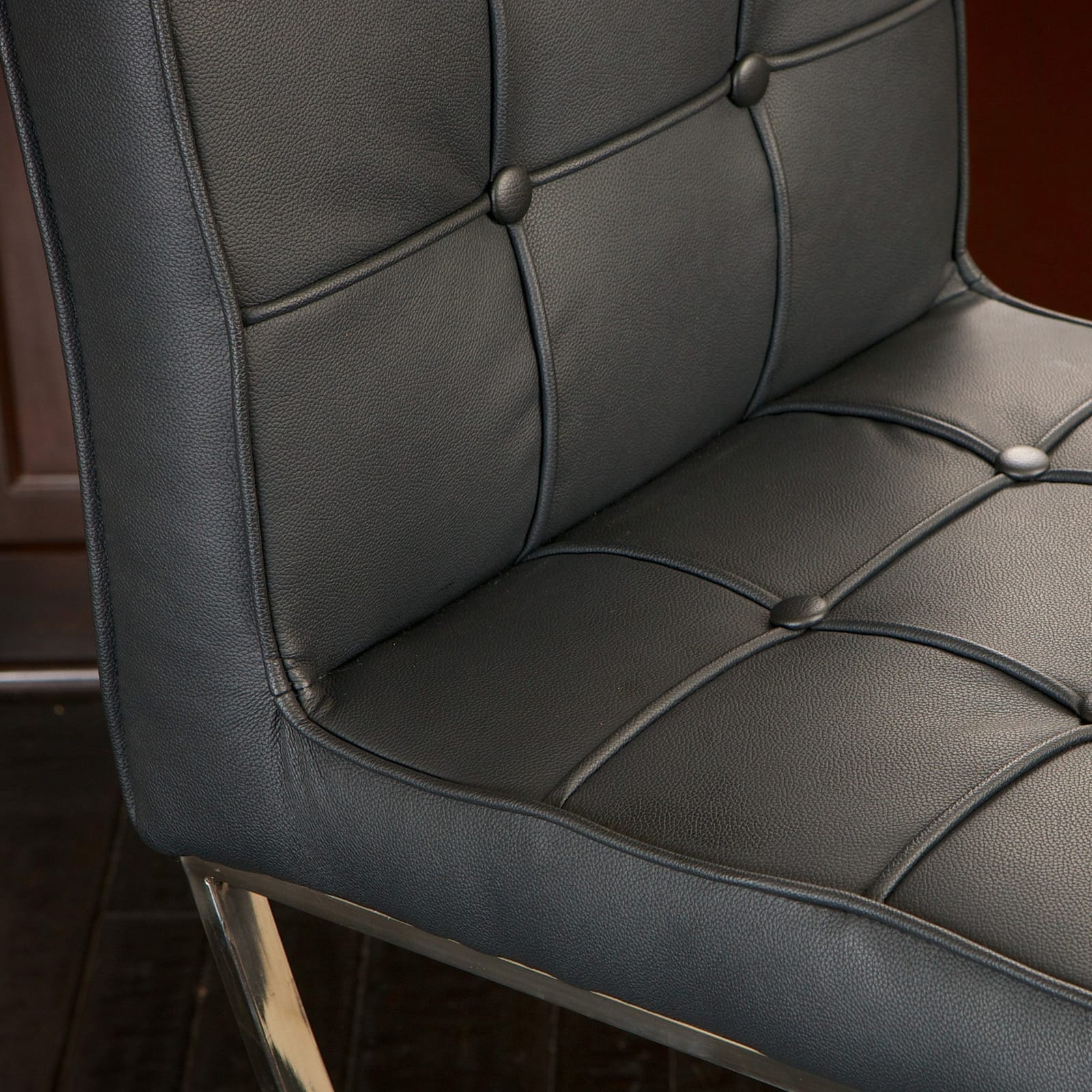 Black colour - Pandora Bonded Leather & Steel Bar Stool in Black