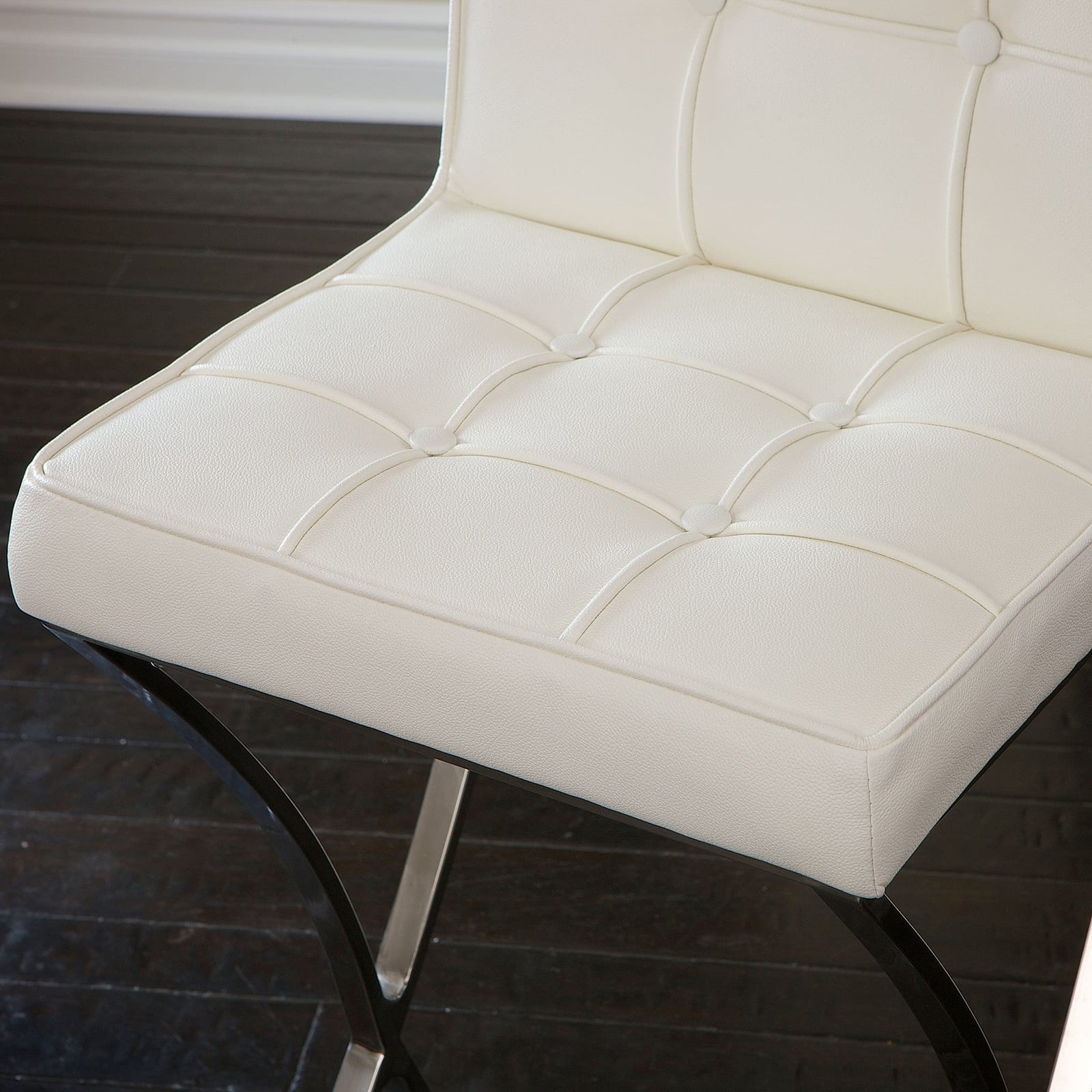 White colour - Pandora Bonded Leather & Steel Bar Stool in White