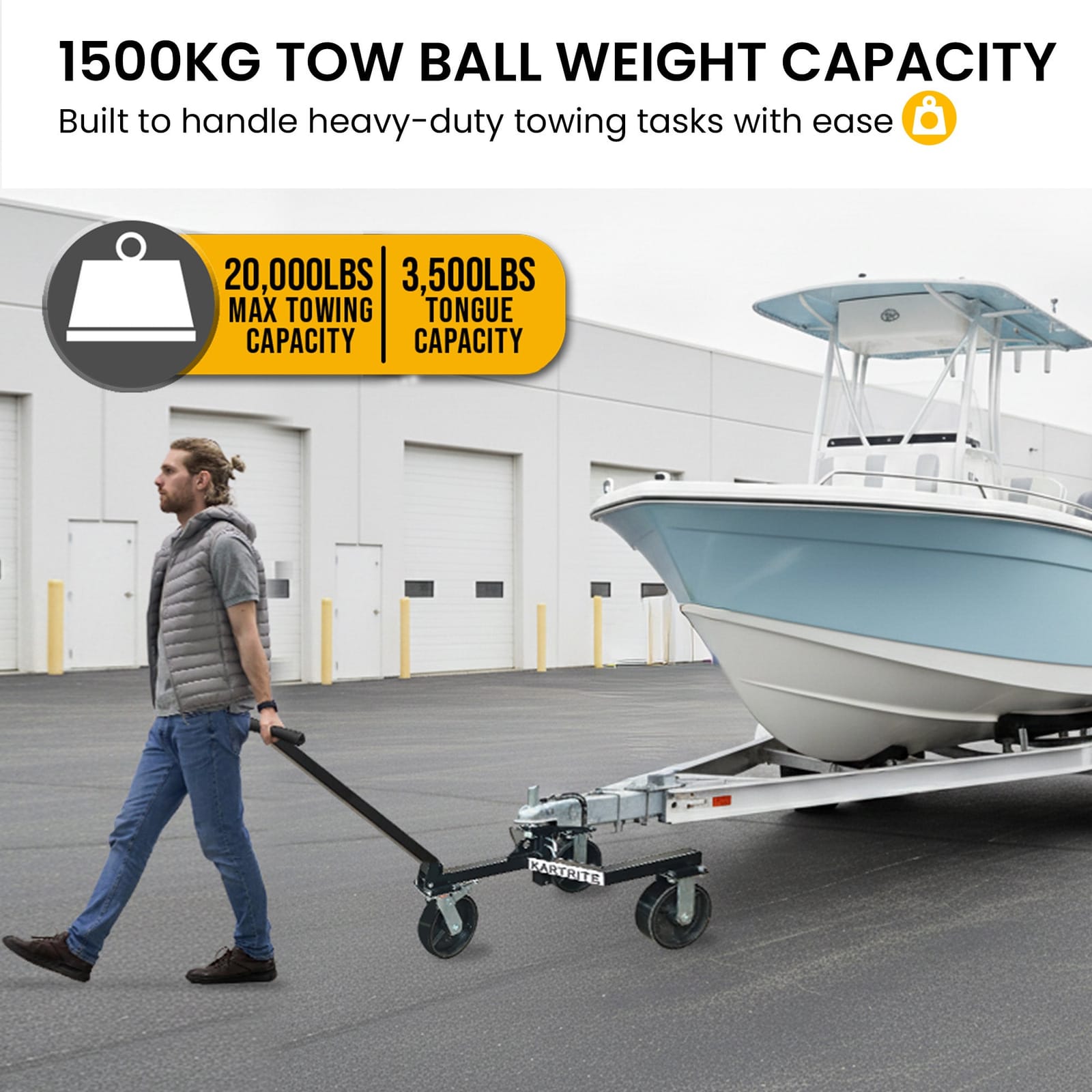 1500Kg - Trailer Dolly Adjustable 2In Hitch Ball 1500Kg Tongue Weight