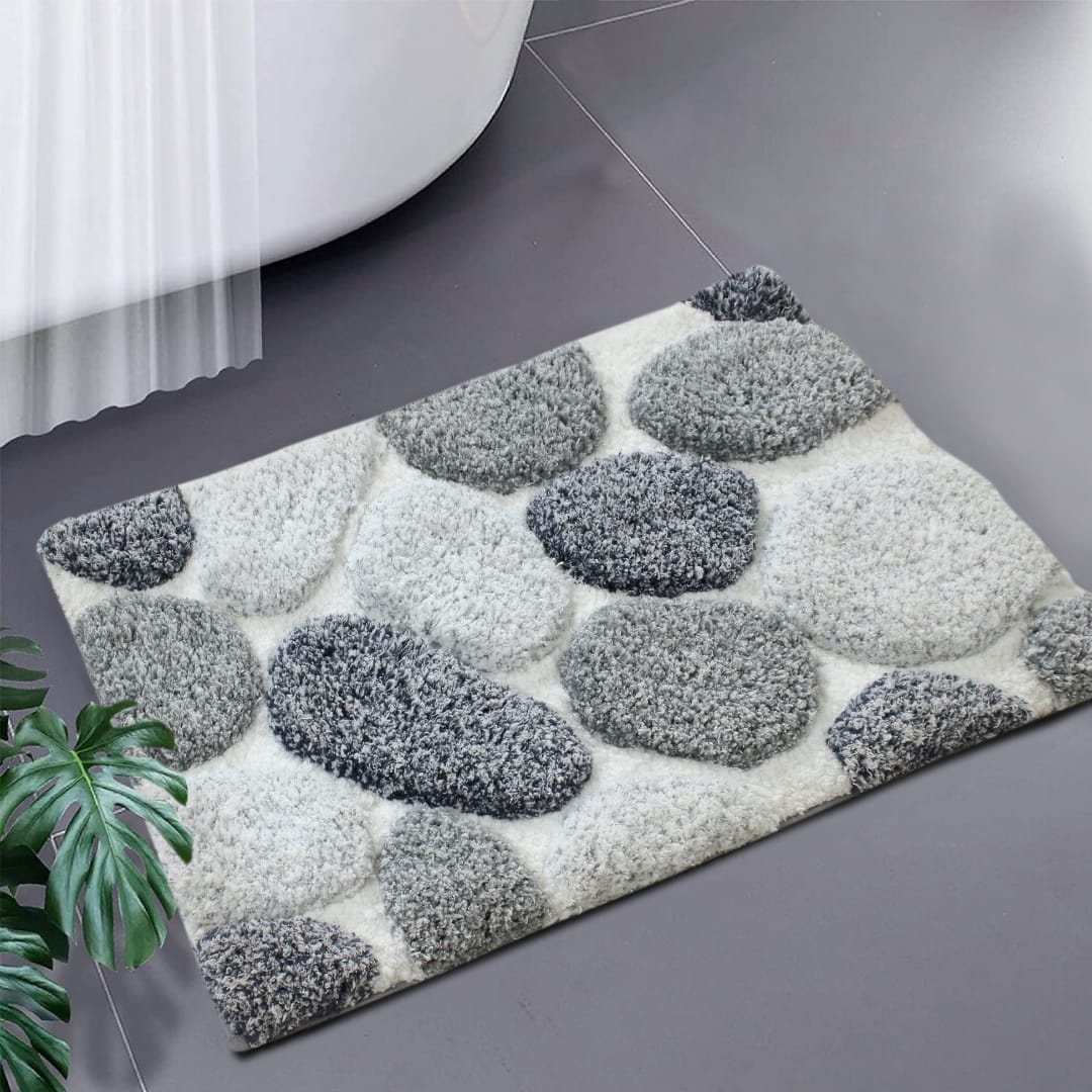 Pebble 3D Design Tufted Soft Pile Bathmat - 50X80, Floor Rugs