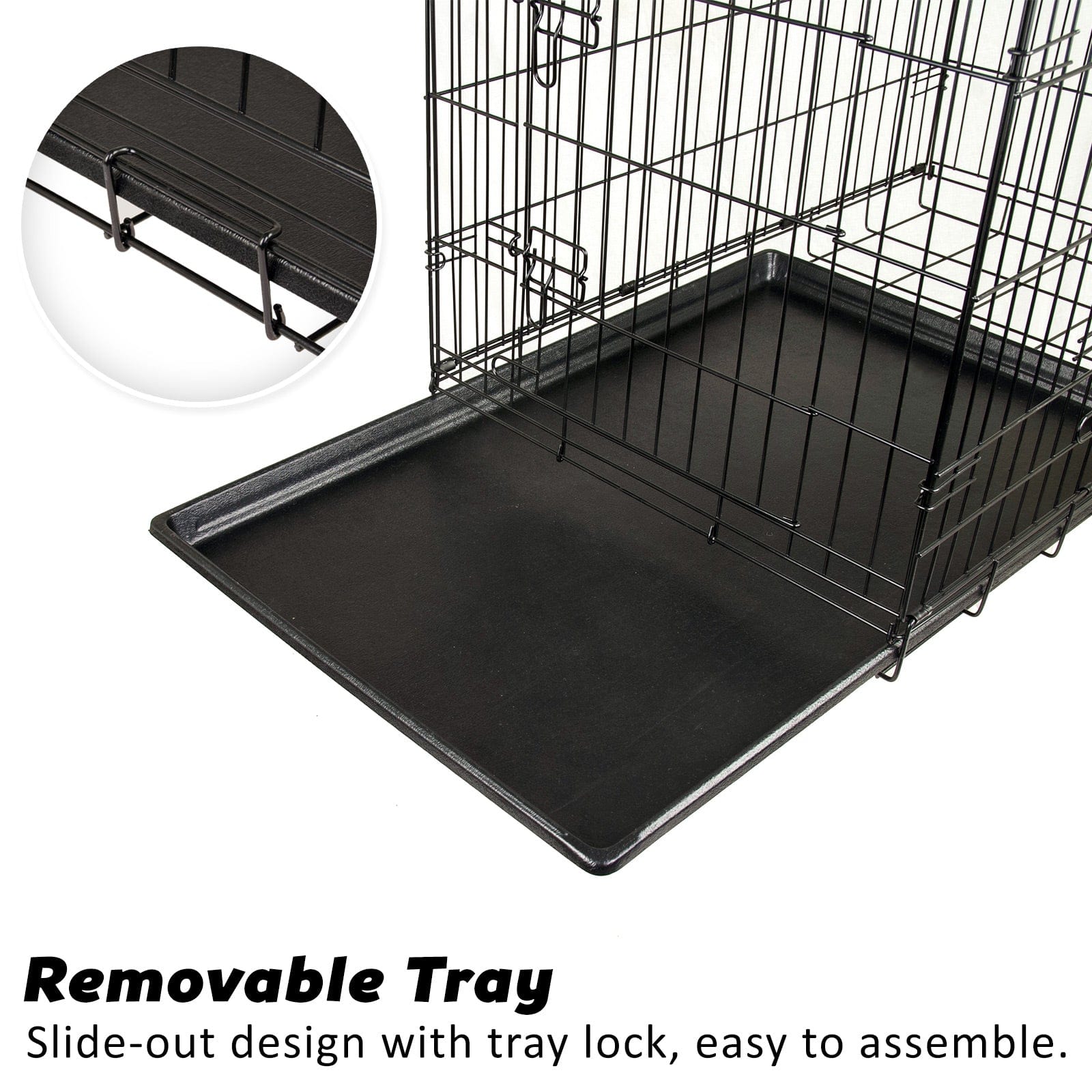 Foldable 42in Wire Dog Crate w/ Tray & Cushion Mat | Cage Kennel Combo - photo 13
