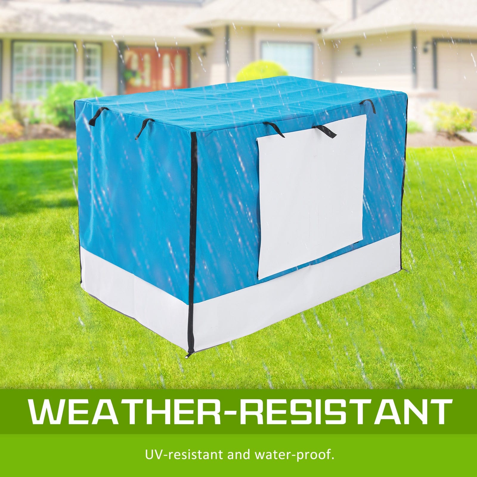 Foldable 48in Wire Dog Crate w/ Tray & Blue Cover with Dog Playpens & Gates