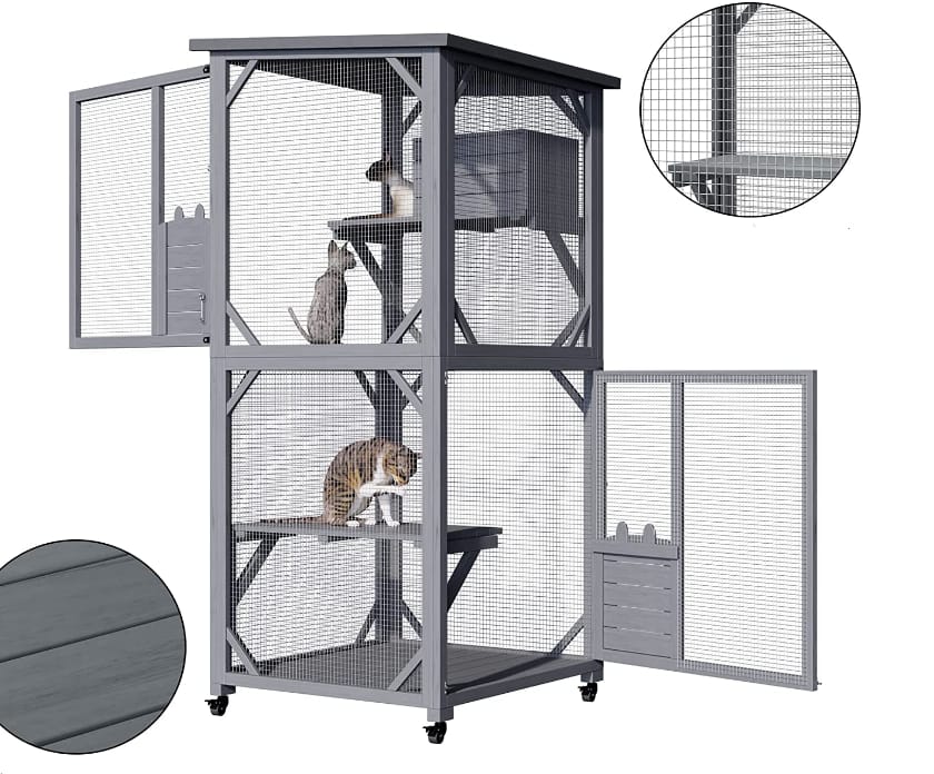 Pet Cat Shelter Condo With Escape Door Wooden Kitten Cage House | Cat Furniture