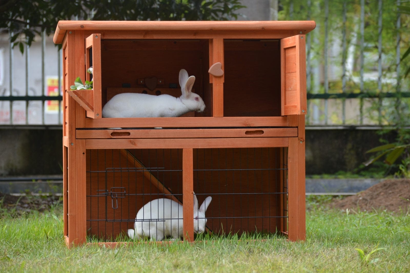 Double Storey Rabbit Hutch Guinea Pig Cage , Ferret Cage W Pull Out Tray - Double
