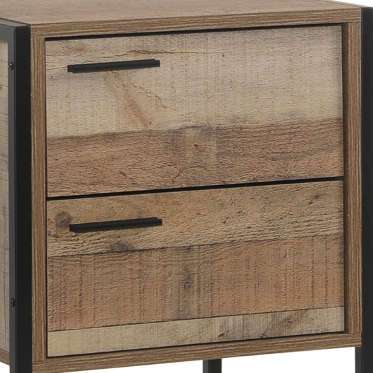 Bedside Table 2 Drawers Night Stand Particle Board Construction In Oak - Attractive Colour
