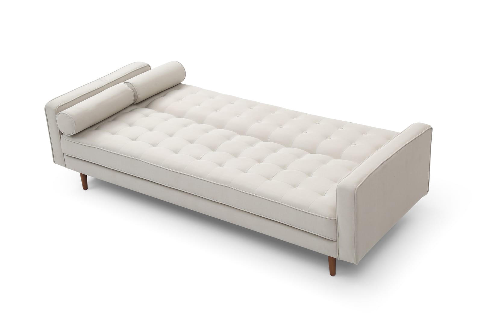 Sofas & Sofa Beds - Beige Fabric 3-Seater Button-Tufted Sofa Bed