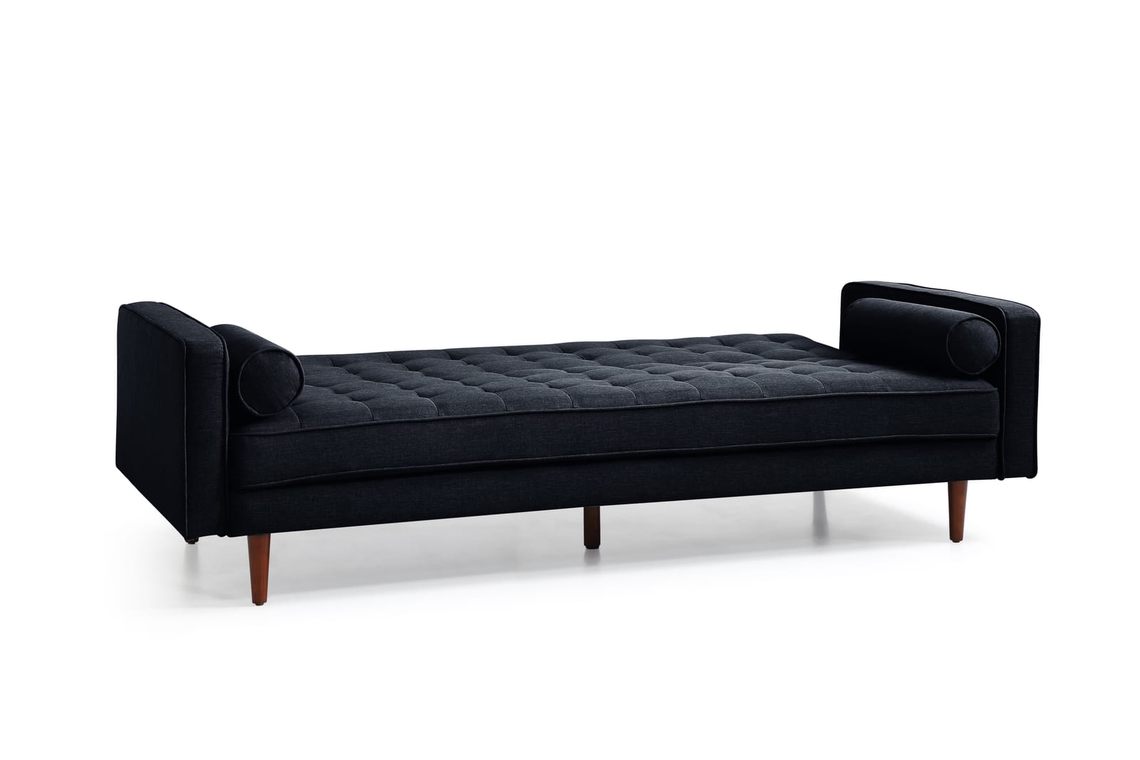 Sofas & Sofa Beds - Black Velvet 3-Seater Button-Tufted Sofa Bed