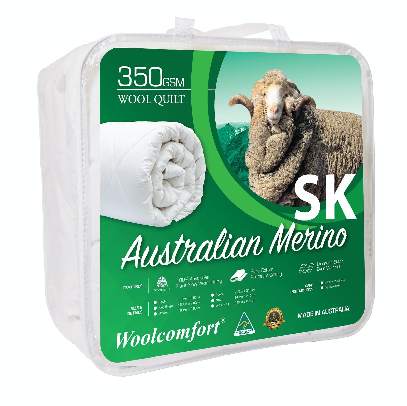 Aus Made Merino Wool Quilt 250/500/700 GSM All Size with Double - photo 27