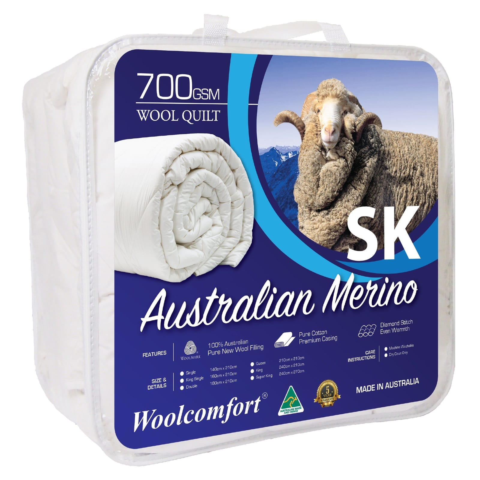 Aus Made Merino Wool Quilt 250/500/700 GSM All Size - Double - photo 29