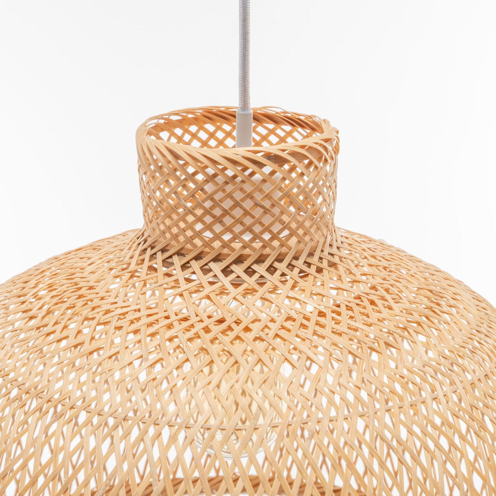 Natural Hand Woven Bamboo Dome Pendant Lamp Hanging Light Rattan Style with Natural colour