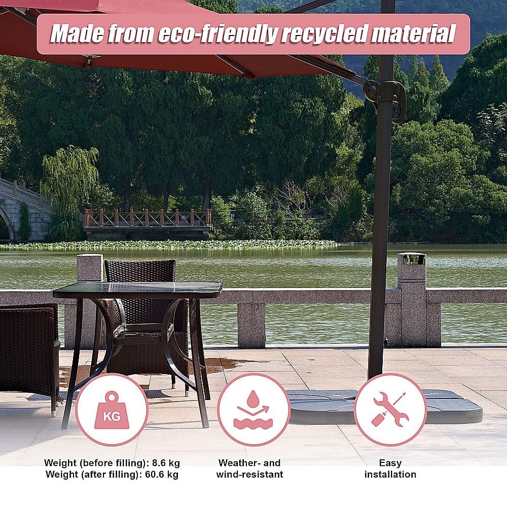 Outdoor Patio 4-Piece Cantilever Offset Umbrella Base | Stand Weight Water Sand - photo 13