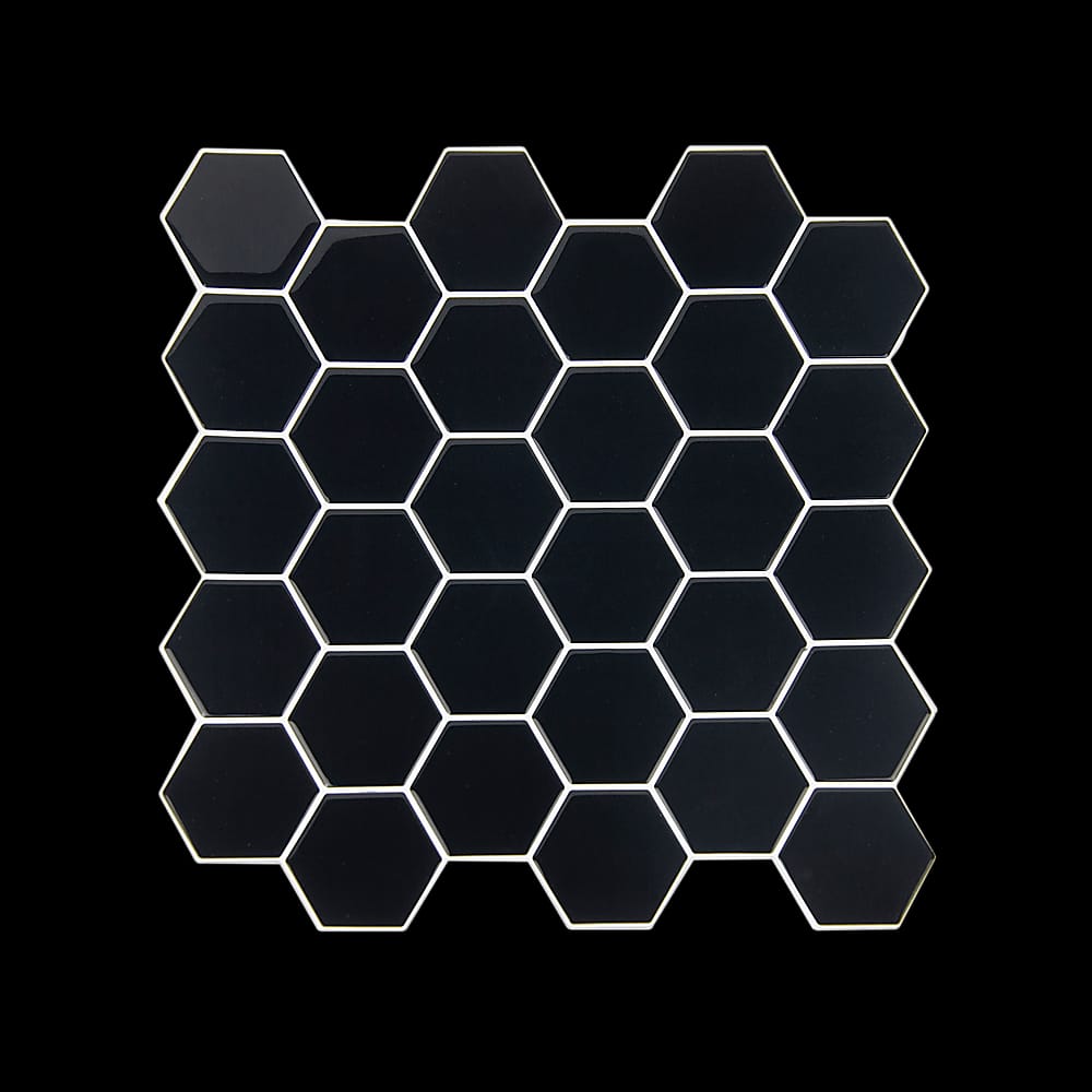 Tiles 3D Peel And Stick Wall Tile Hexagonal Mosaic Black 10 Sheets