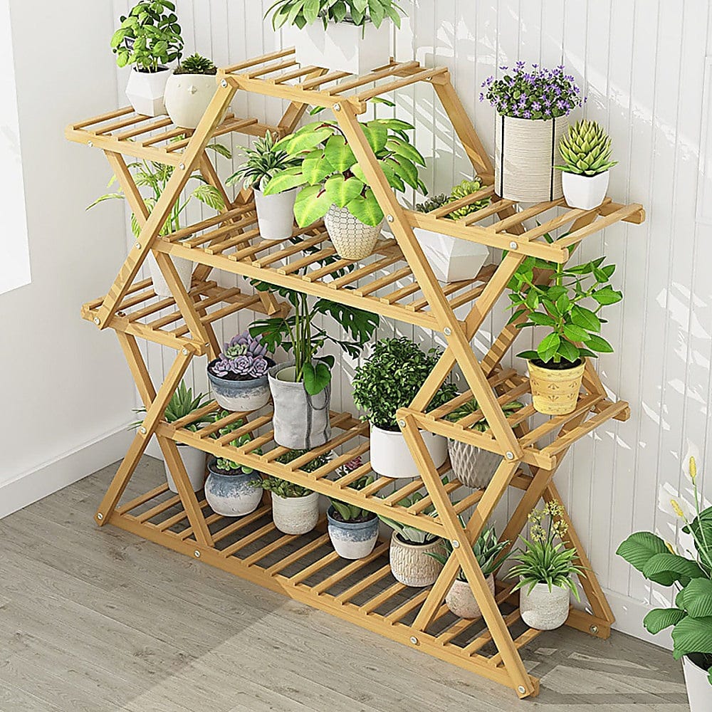 Bamboo Multilayer Flower Plant Rack Patio Stand