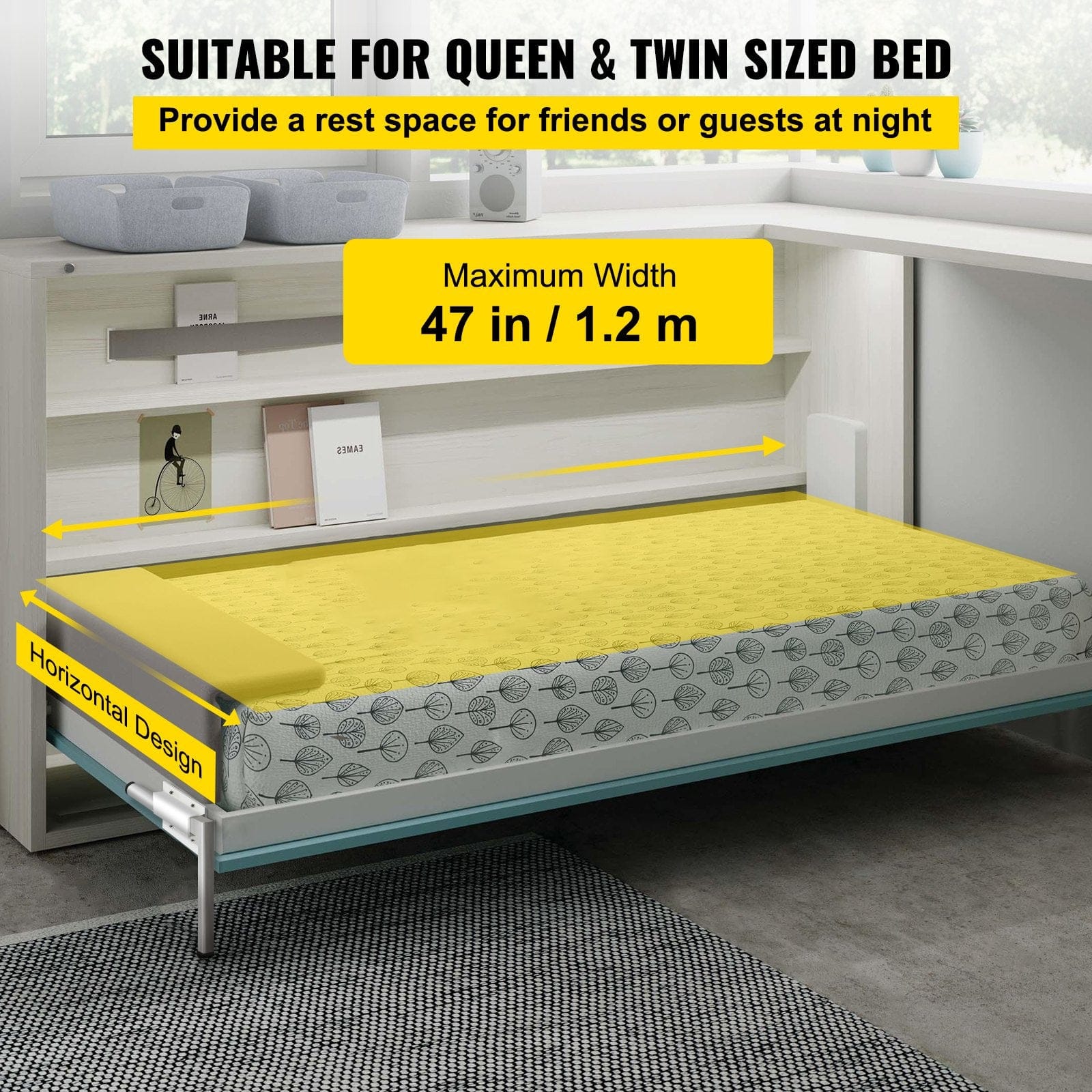 Beds & Bed Frames - Diy Murphy Bed Springs Mechanism Hardware Kit Horizontal For Twin