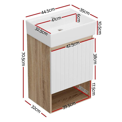 Vanity Unit 445mm Basin Bathroom Cabinet Storage Wall Hung Sink White