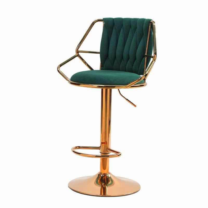Velvet Bar Stools - Gold Base, Padded & Elegant (Set of 2)