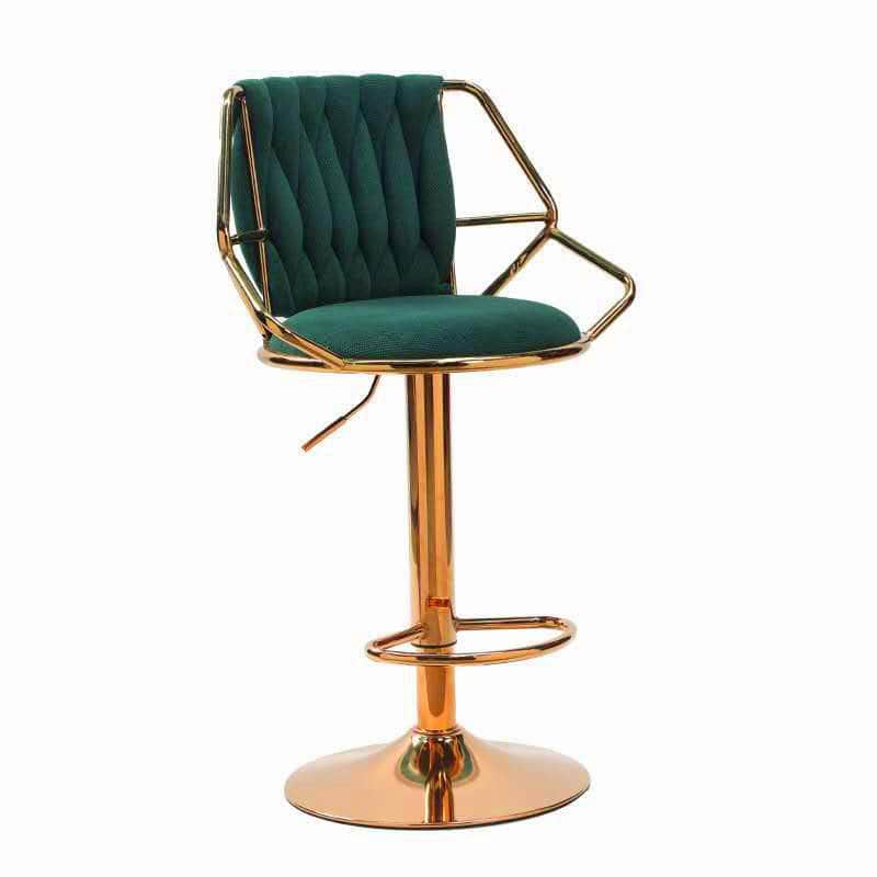Velvet Bar Stools - Gold Base, Padded & Elegant (Set of 2)