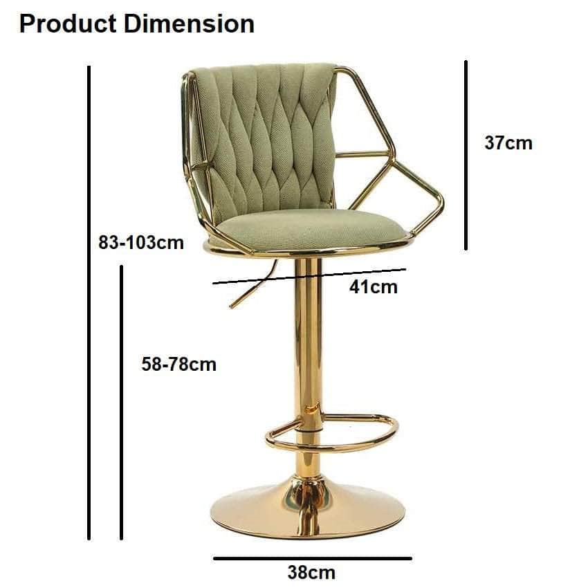 Velvet Bar Stools - Gold Base, Padded & Elegant (Set of 2)