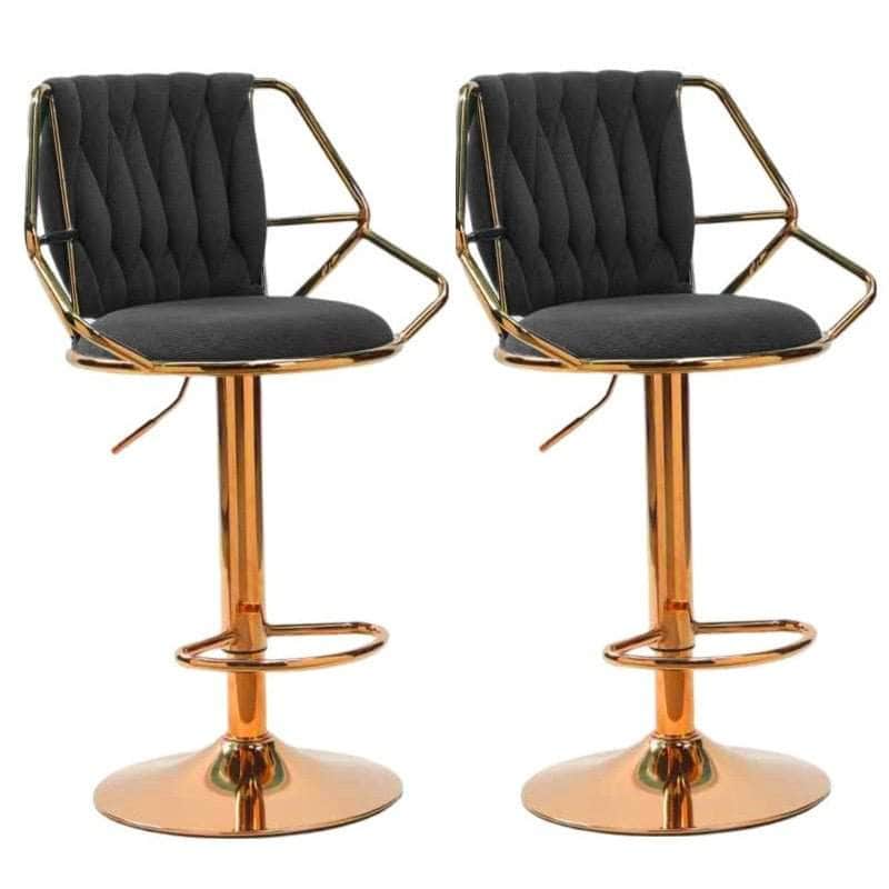 Velvet Bar Stools - Gold Base, Padded & Elegant (Set of 2)