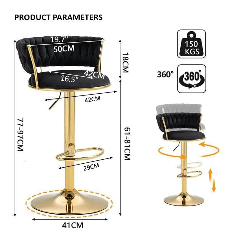Velvet Bar Stools - Stylish & Comfortable (Set of 2)