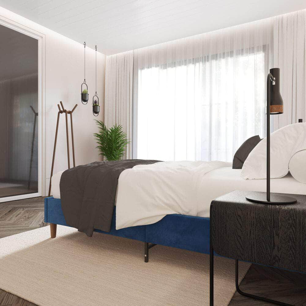 Velvet Blue Bed Frame  Double