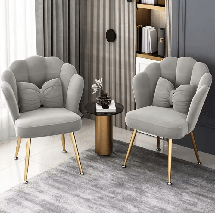 Velvet Living Room Chair Set Of 2 Pcs - Green Velvet Upholstery