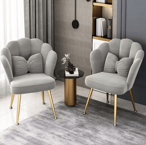 Velvet Living Room Chair Set Of 2 Pcs - Green Velvet Upholstery