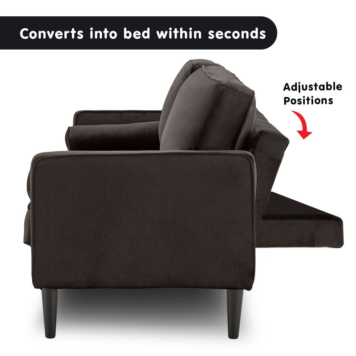 Velvet Sofa Bed Couch Furniture Lounge Suite - Black