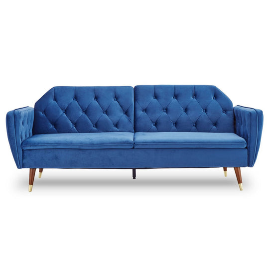 indoor furniture Velvet Sofa Bed Couch Furniture Lounge Suite Futon Blue