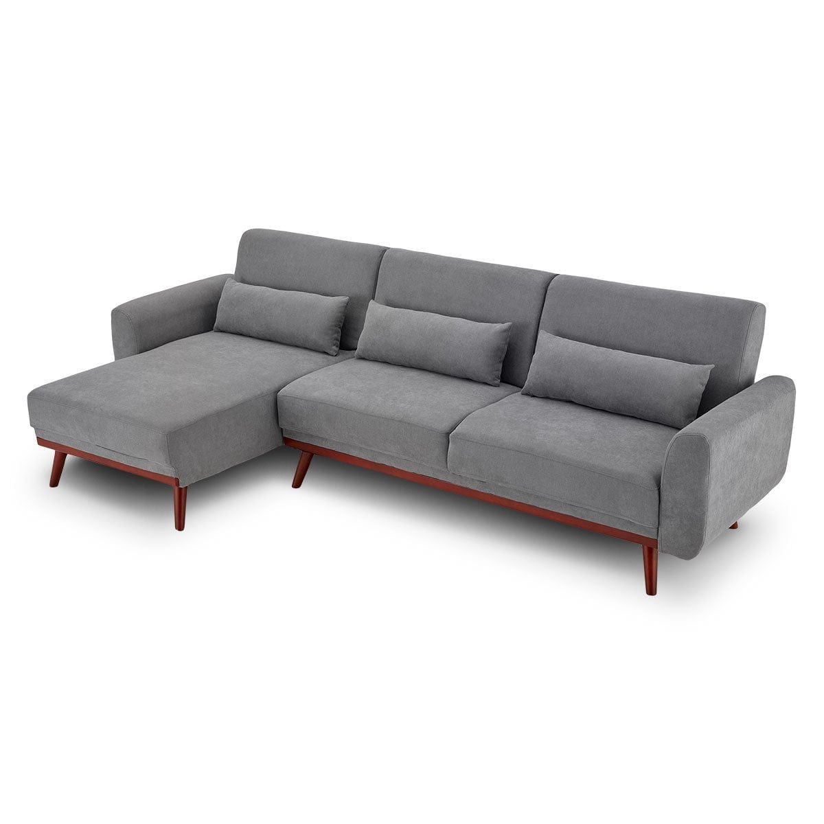 Velvet Sofa Bed Couch Lounge Chaise Cushions Light Grey