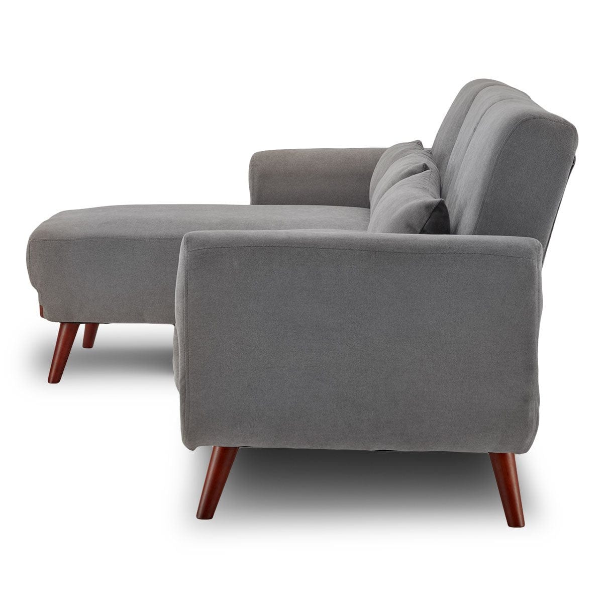 Velvet Sofa Bed Couch Lounge Chaise Cushions Light Grey