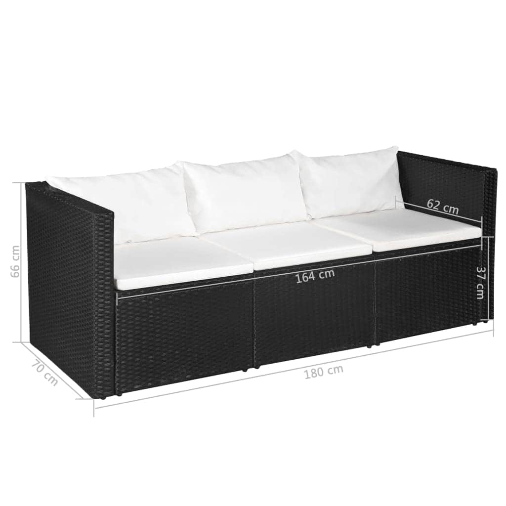 Versatile 3 Seater Garden Sofa Black Outdoor Retreat Urban Style