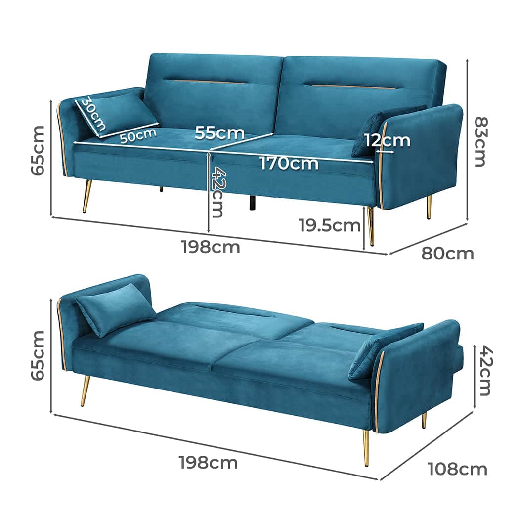 Versatile 3-Seater Sofa Bed Convertible  Adjustable Height Classic