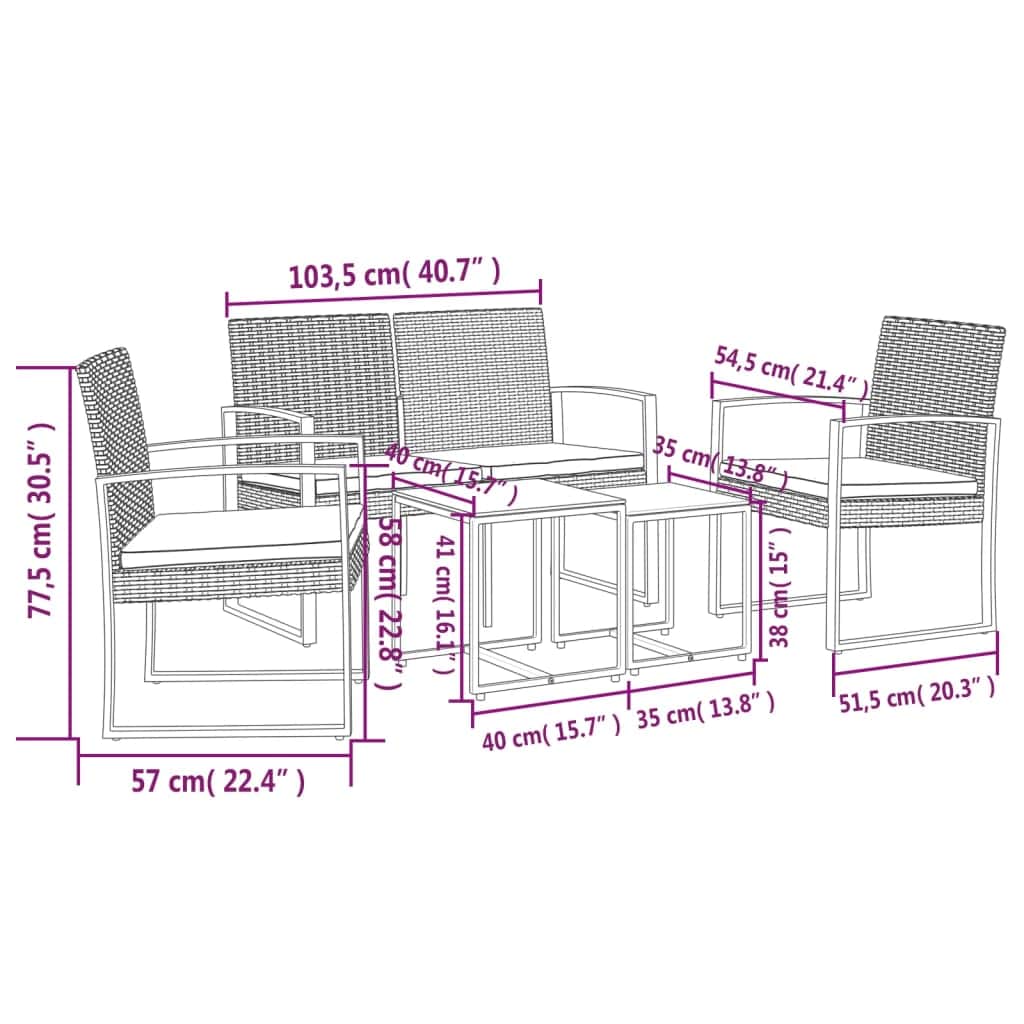 Versatile 5 piece Garden Dining Set Patio Setup Modern Living