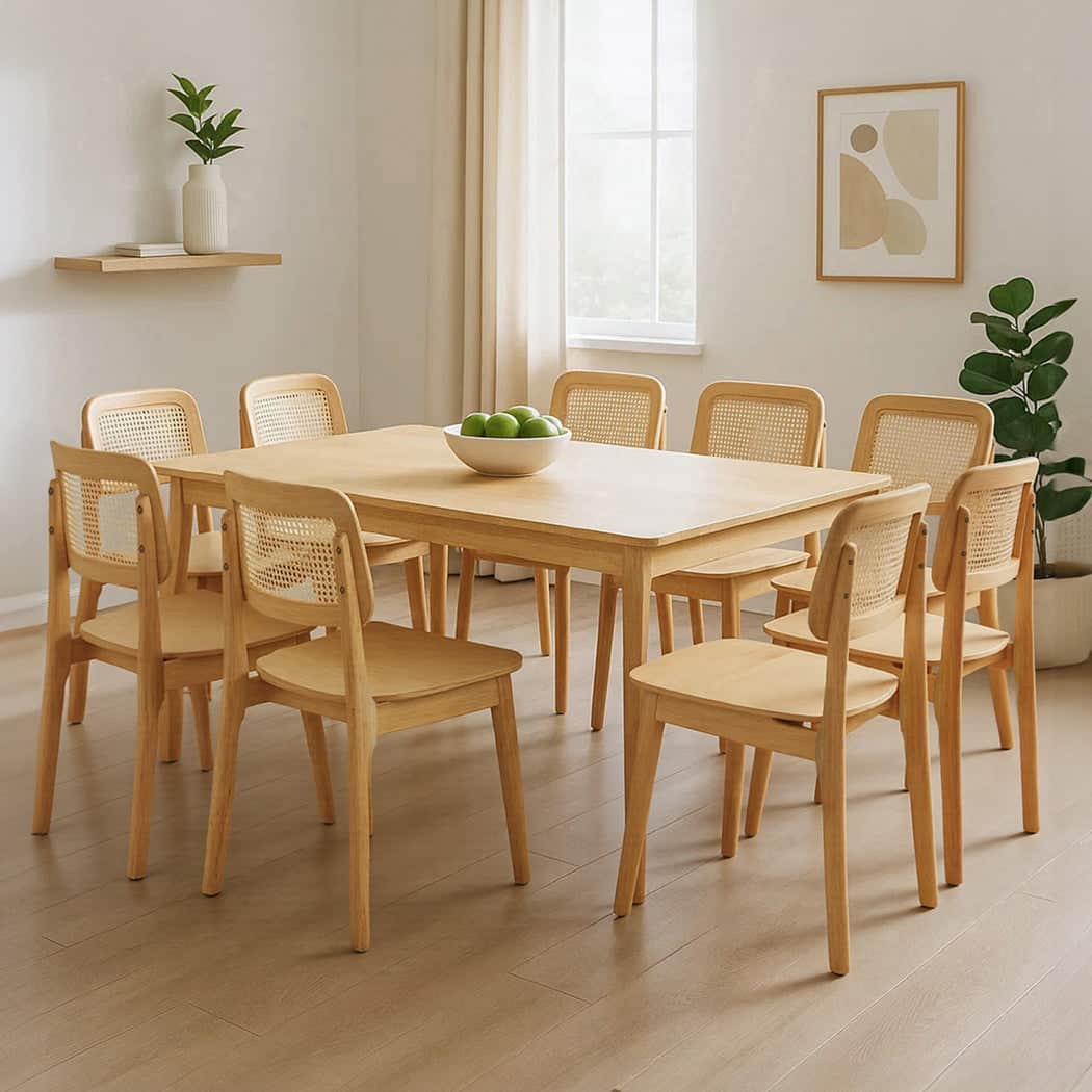 Versatile 8x Rattan Dining Chair Wooden Kitchen Chair  Sleek Modern