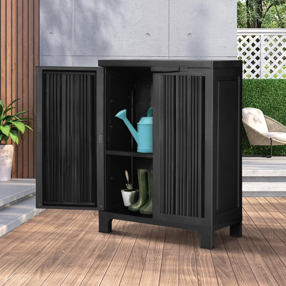 Versatile and Adjustable Outdoor Storage Cabinet: Black Box for Garden and Garage