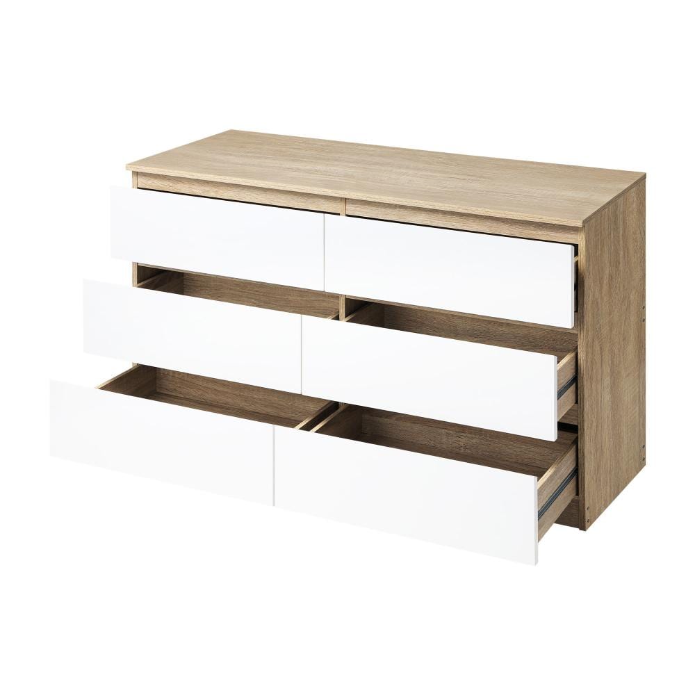 Versatile and Chic: White Wooden Dresser Table with Spacious Drawers