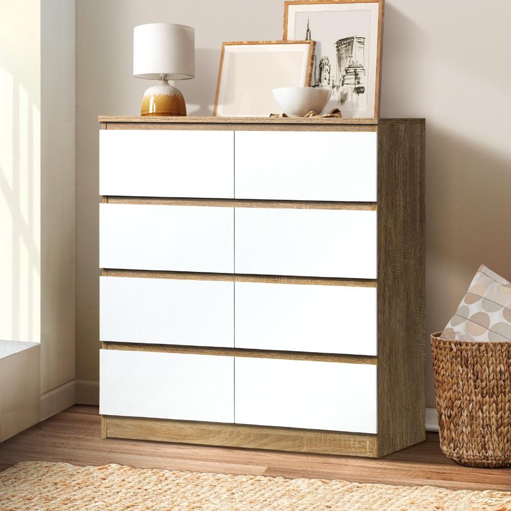 Versatile and Chic: White Wooden Dresser Table with Spacious Drawers