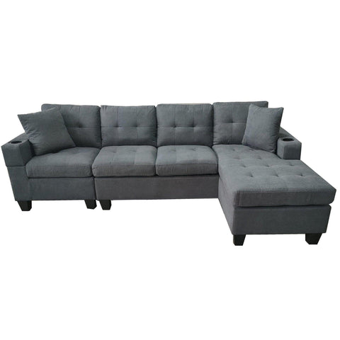 Versatile and Stylish Reversible Sofa Couch Suite - Dark | 4 Seater Modular Corner Sectional Set