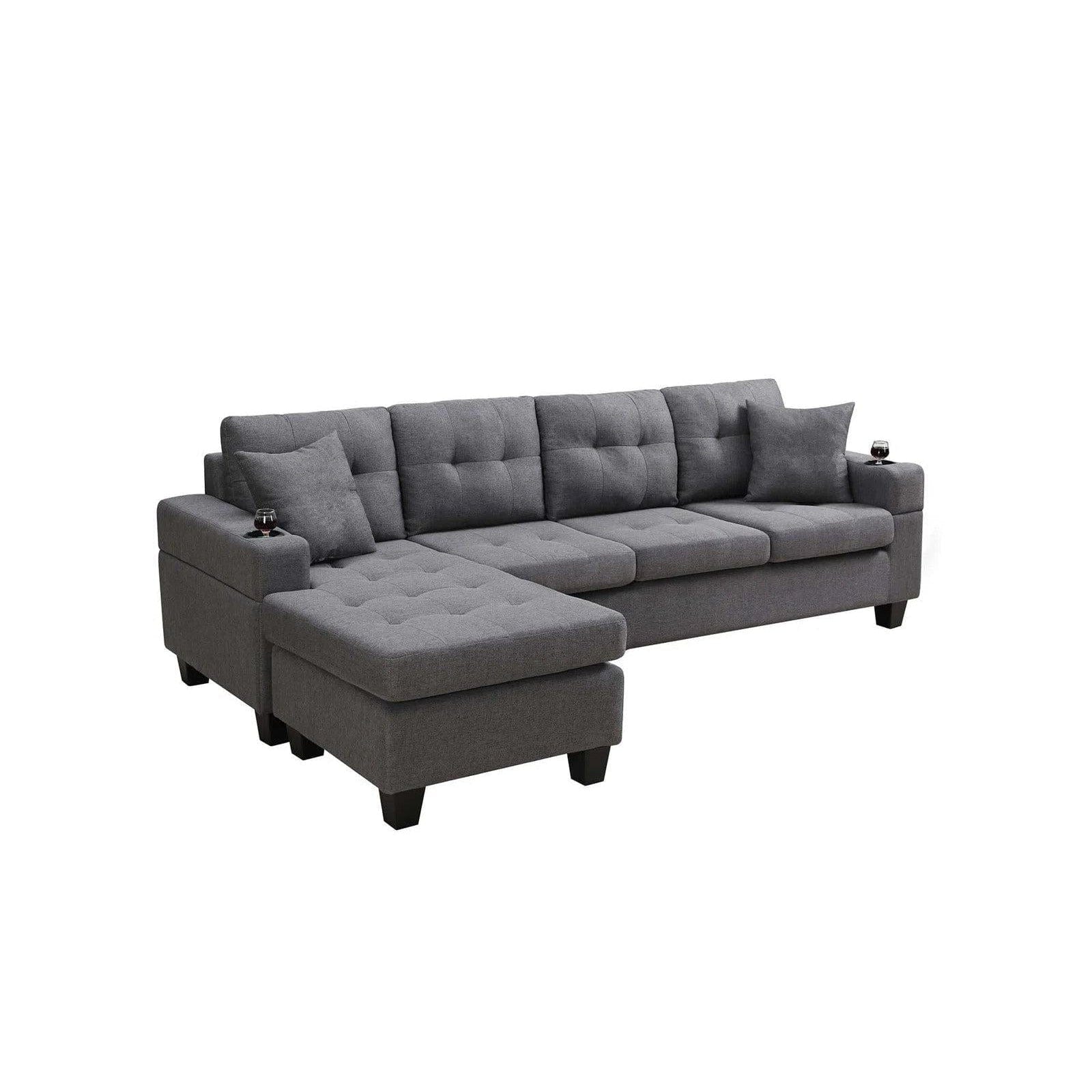 Versatile and Stylish Reversible Sofa Couch Suite - Dark | 4 Seater Modular Corner Sectional Set