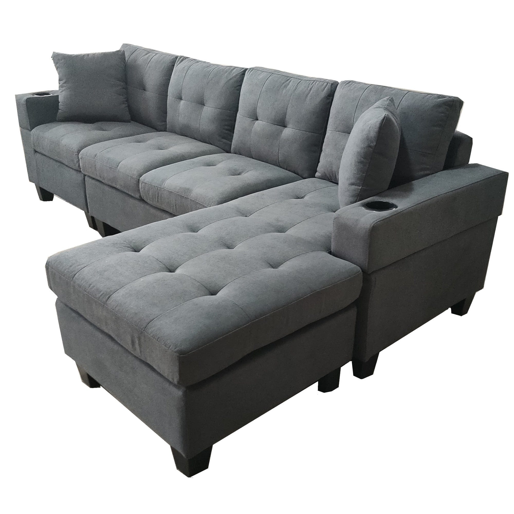 Versatile and Stylish Reversible Sofa Couch Suite - Dark | 4 Seater Modular Corner Sectional Set